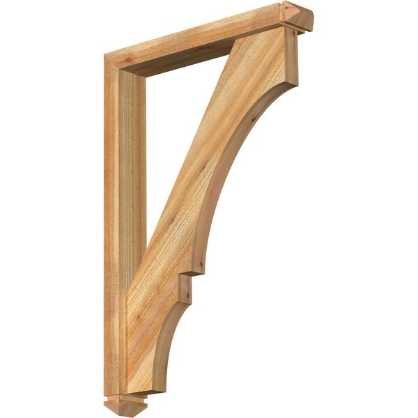 Ekena Millwork Balboa Arts and Crafts Rough Sawn Bracket w/ Offset Brace, Western Red Cedar, 4"W x 24"D x 36"H BKT0402X24X36BOA03RWR - main